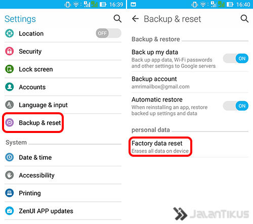 hapus data android 3