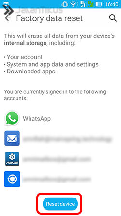 hapus data android 4
