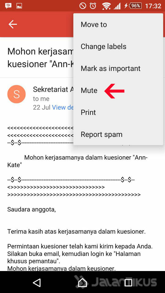 mute email