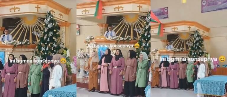 Viral Geng Emak Emak Berhijab Nyanyikan Lagu Perdamaian Di Gereja