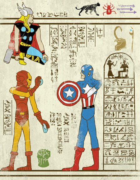 7 Wujud Superhero Yang Digambar Dengan Gaya Mesir Kuno 2