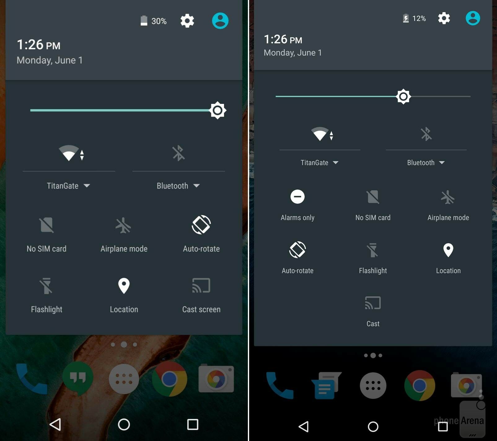 Notifications Panel Android Lollipop vs Android M
