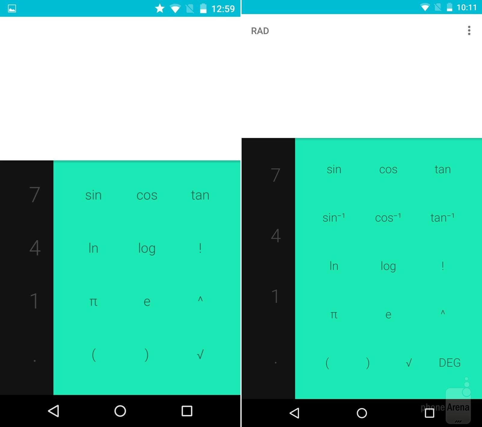 Calculator Android Lollipop vs Android M