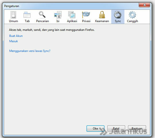 sync setting firefox