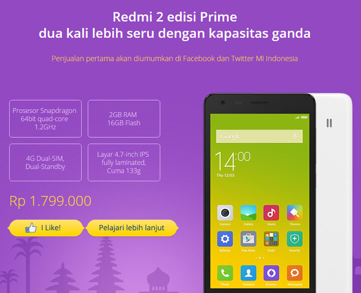 Xiaomi Redmi 2 Prime Hadir di Ulang Tahun Pertama Mi Indonesia