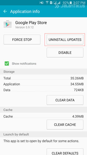 Uninstall Update Google Play Store