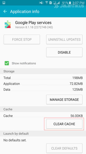 Bersihkan Cache Google Play Service
