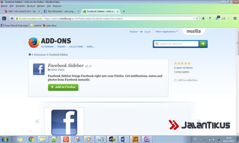 add-ons facebook sidebar
