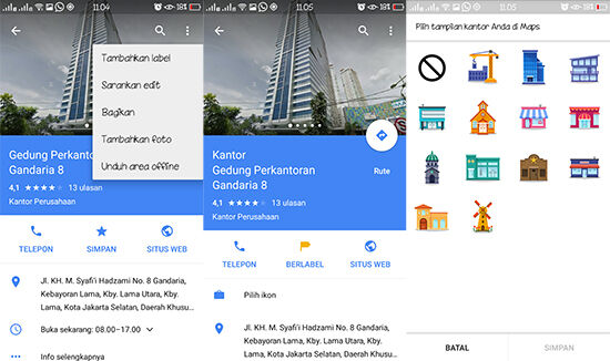 Fitur Google Maps - Mengubah nama tempat dan menandainya dengan stiker. Kredit: JalanTikus