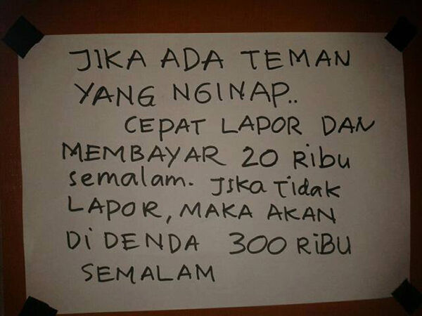Peraturan dari ibu kost 3