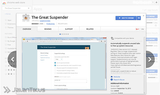 Pasang Ekstensi One Tab Atau The Great Suspender