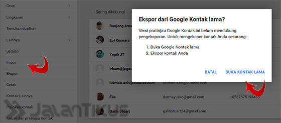 Ekspor Kontak dari Akun Google