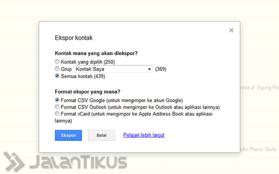 Simpan ke Format CSV Google