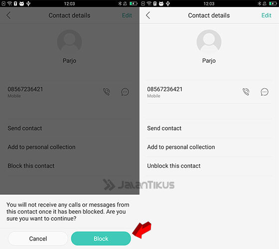 cara blokir nomor telepon di hp oppo 3