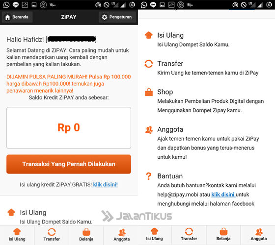 Dapat Pulsa Gratis Dari Aplikasi Zipay 1