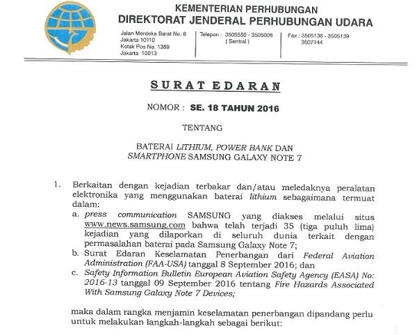 Kemenhub Larang Note 7 1