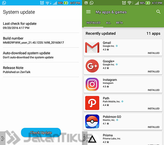 cara mempercepat smartphone android -cek update