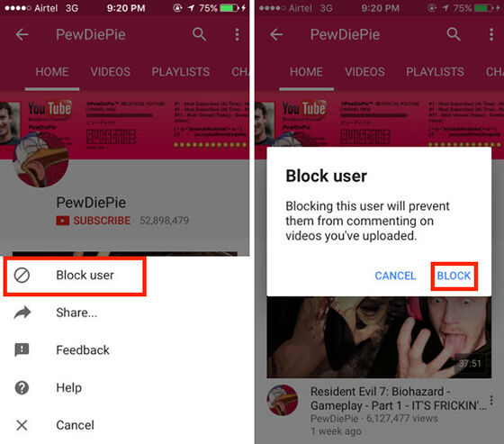 Block Youtube Channel 5