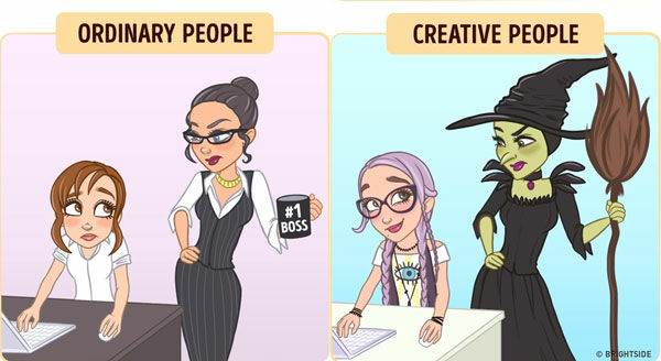 10 Ilustrasi Perbedaan  Orang Kreatif dan  Orang Biasa  