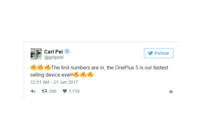 Oneplus5 Tweet