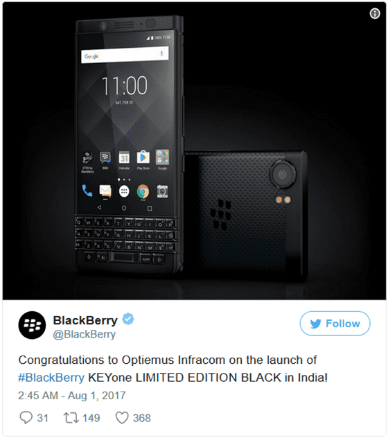 Harga Blackberry Keyone Limited Edition Black