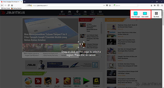 Cara Screenshot Panjang di Komputer Firefox Quantum 3