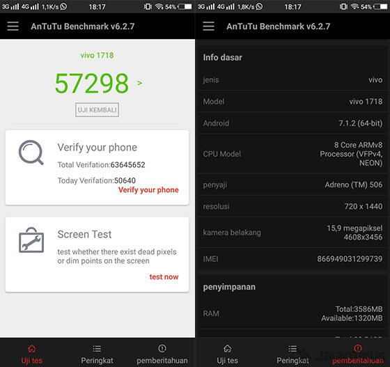 Review Vivo V7 Antutu