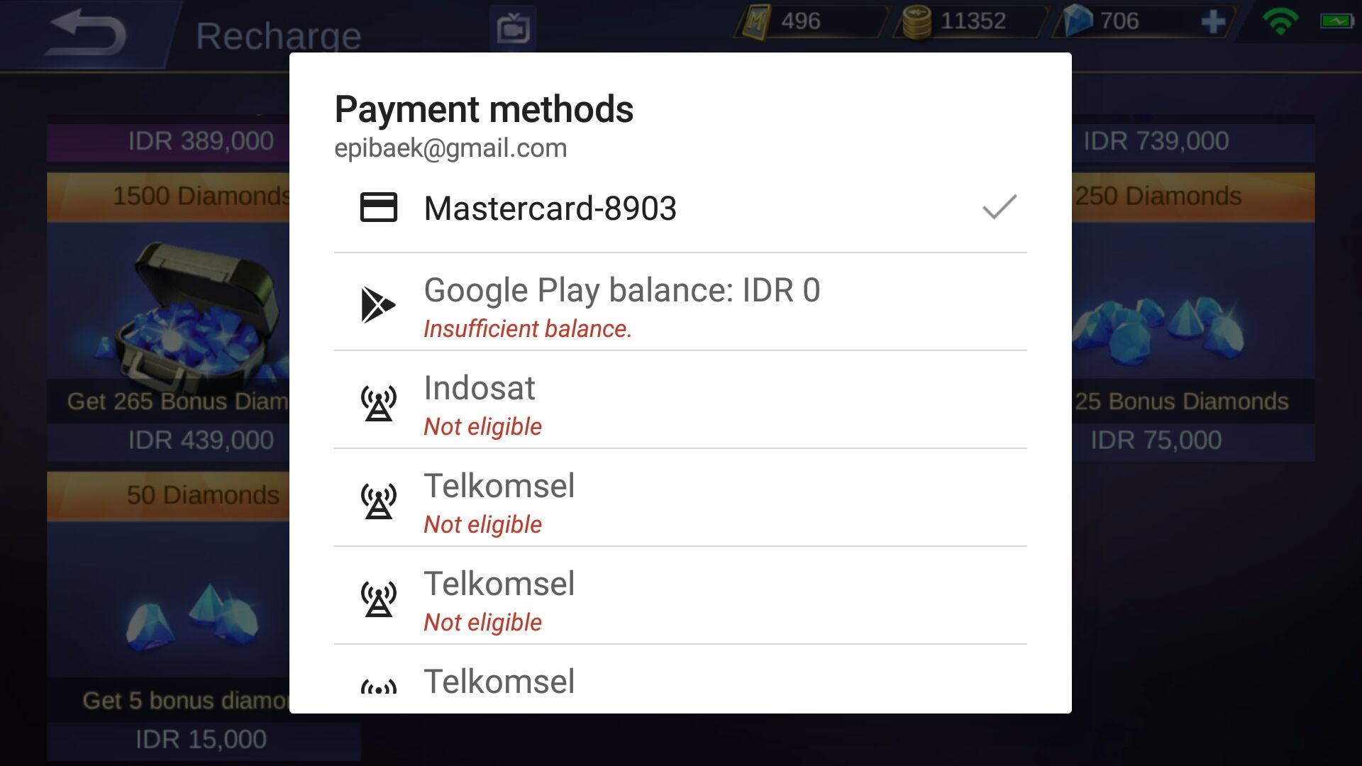 Cara Beli Diamonds Mobile Legends Dengan Voucher Google Play 4