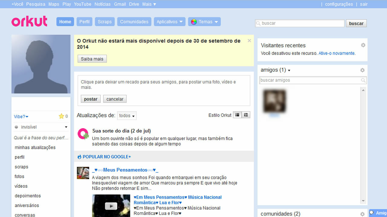 Tela Orkut Rede Social 11022