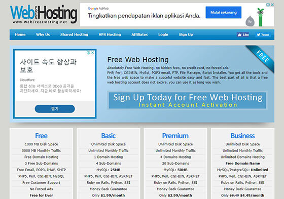 Hosting Gratis Terbaik Webfreehosting C8568