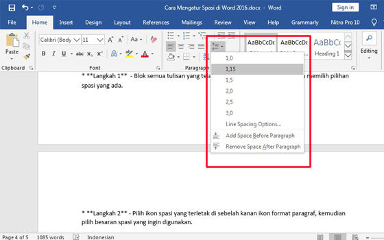 Cara Mengatur Spasi Di Microsoft Word 2010 6dc20