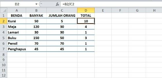 Rumus Excel Pembagian 30dca