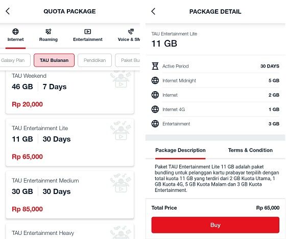 Kuota Entertainment Telkomsel 6 10554