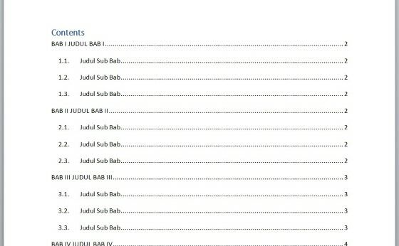 Cara Membuat Daftar Isi Makalah 21511