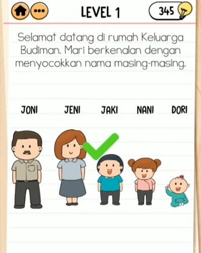 Kunci Jawaban Brain Test 2 Keluarga Budiman Level 1 20 Jalantikus