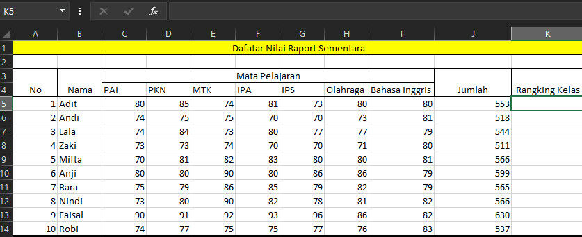 Cara Membuat Rangking Secara Otomatis Di Excel 487f5
