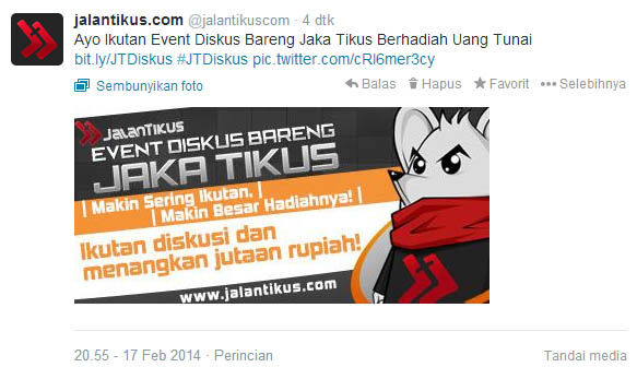 Event Diskus Bareng Jaka Tikus, Berhadiah Uang Tunai 