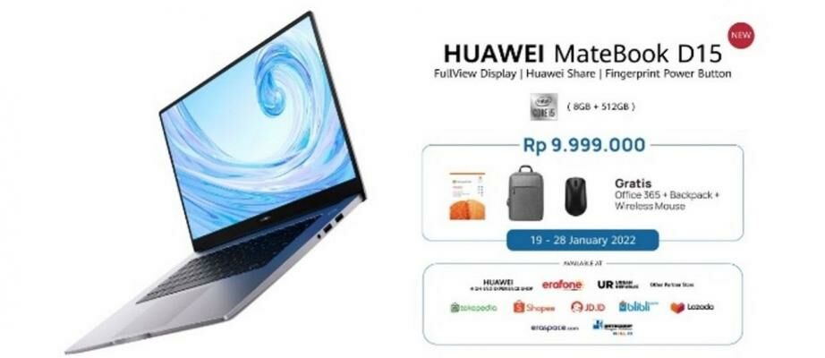 Harga Laptop Huawei Matebook D15 dan Spesifikasinya, Fitur Premium Modal Minimum!