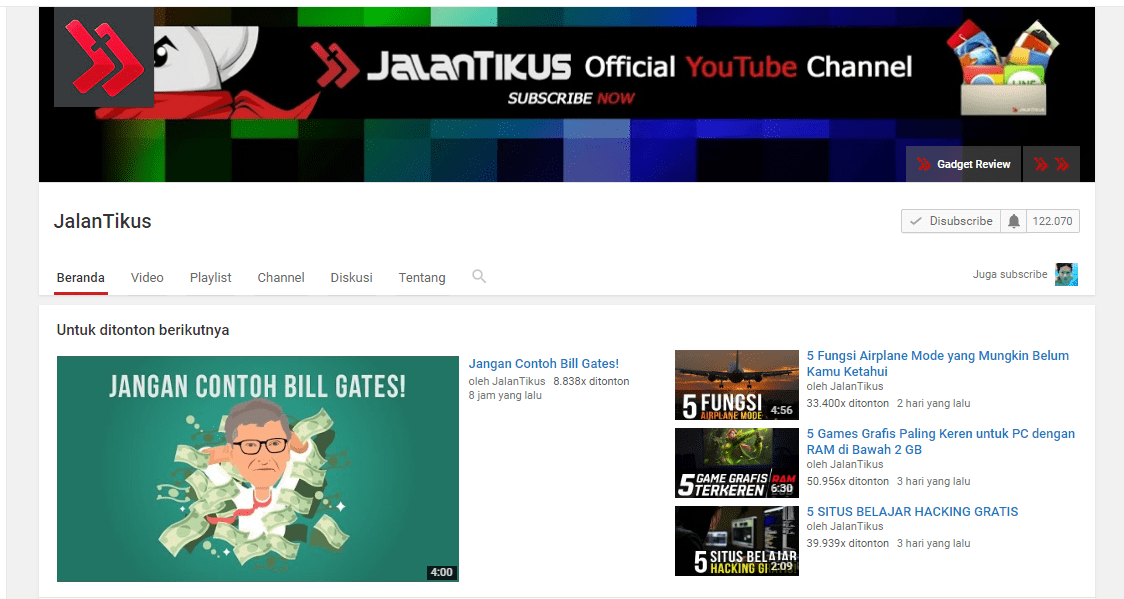 akun youtube jalantikus