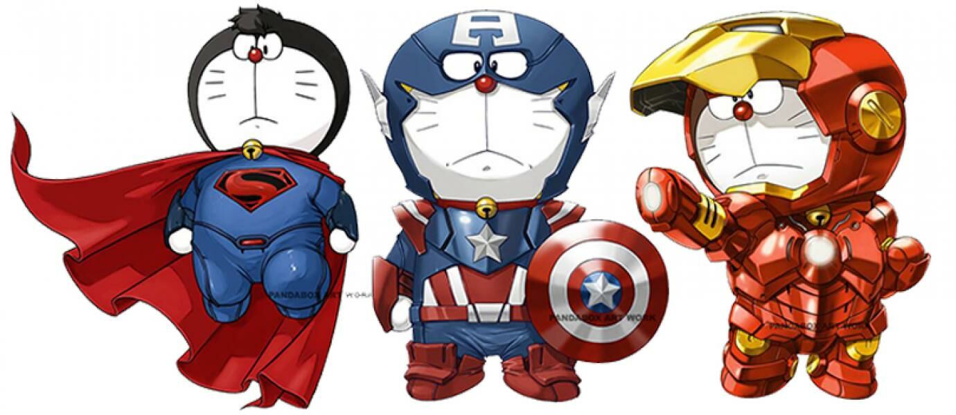 Kocak Banget! Ini Jadinya Jika Doraemon Jadi Superhero Terkenal