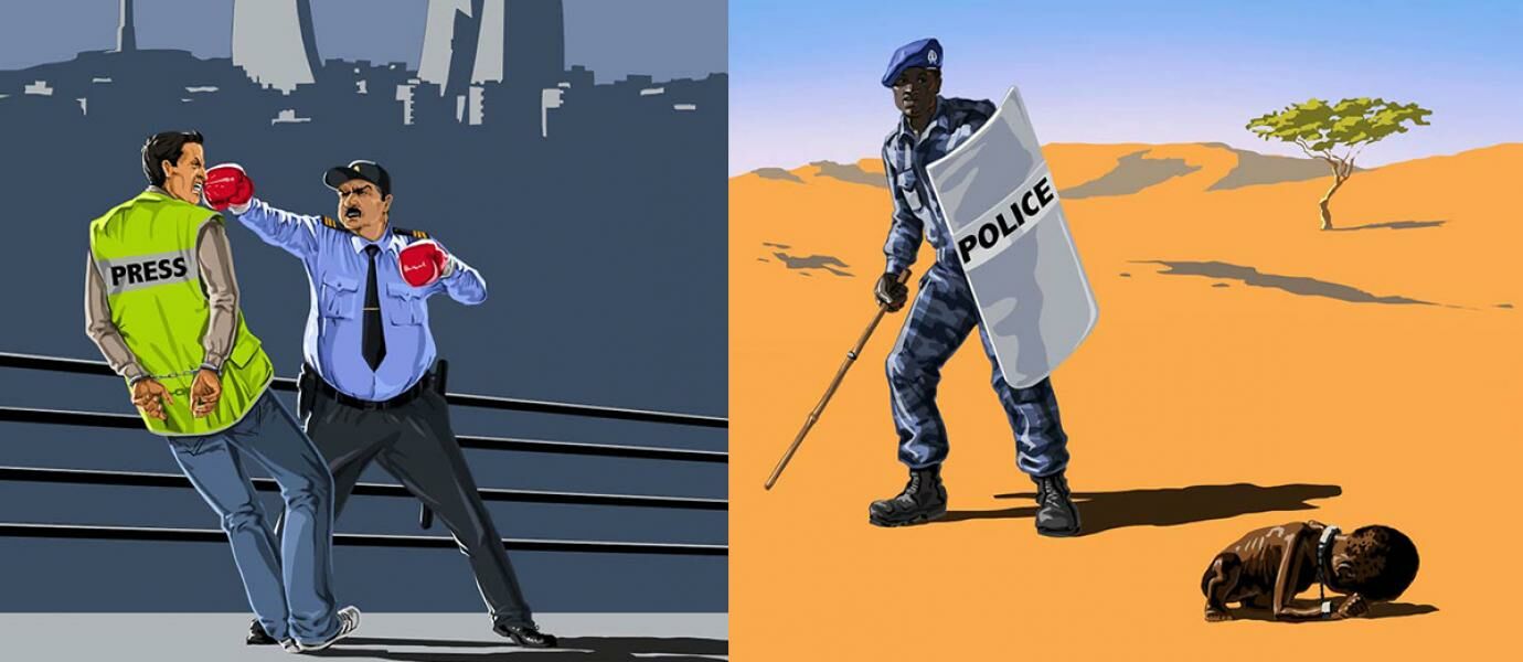 15 Ilustrasi Menyedihkan Yang Menyindir Kesewenangan Polisi