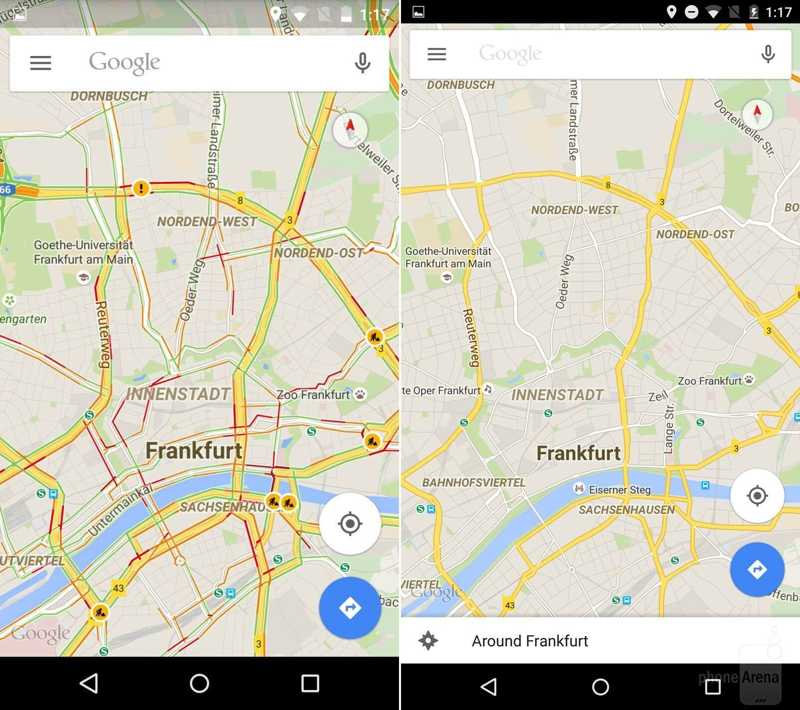 Google Maps Android Lollipop vs Android M