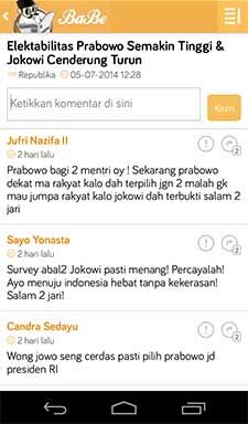 Aplikasi Baca Berita Dipenuhi Komentar Tentang Capres 1