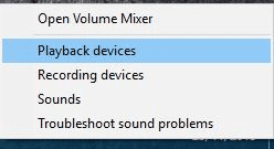 playback devices menu