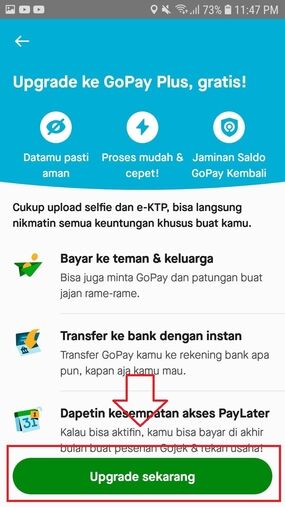 Cara Upgrade Gopay Klik Lainnya Pilih Upgrade Gopay Pilih Upgrade Sekarang 2ef4e