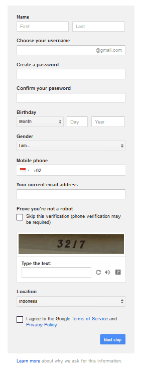 Cara Membuat Email Gratis Gmail 5