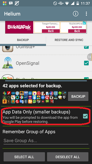 Cara Backup Aplikasi Menggunakan Helium9