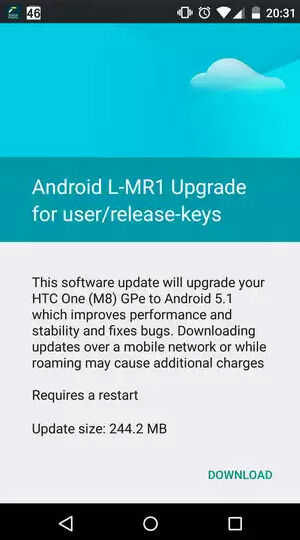 Htc One M8 Google Play Edition Update Android 5 1
