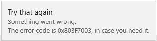 Cara Memperbaiki Error 0x803f7003 Windows 10 Store 1