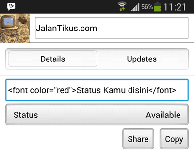 Cara Bikin Status Bbm Warna Warni